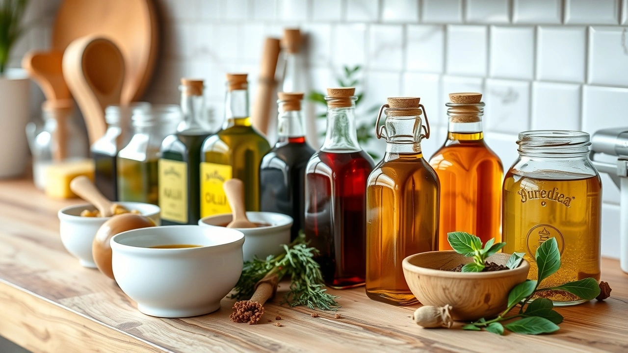 cuisine ayurvedique avec huiles et herbes