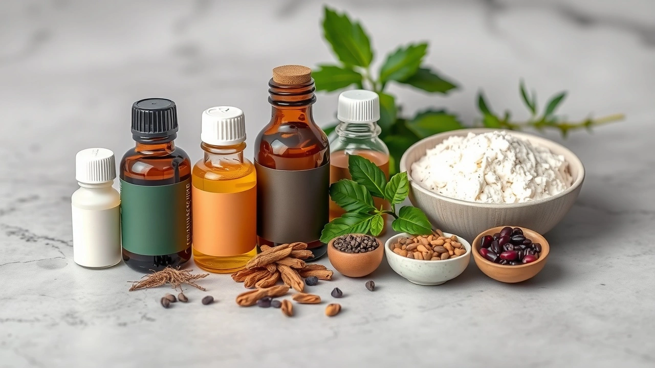 huile de sante et ingredients ayurvediques pour oil pulling