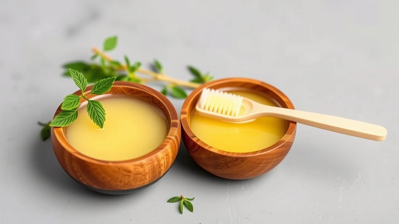 huile de coco et herbes pour oil pulling