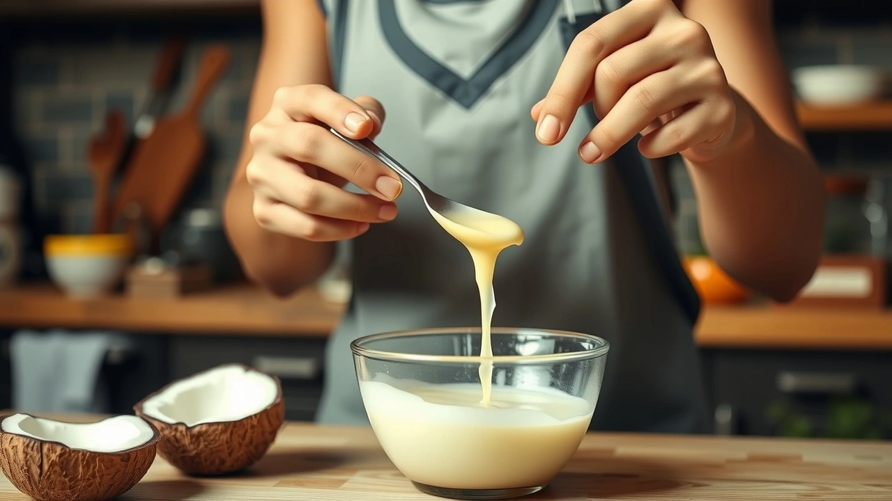 person faisant du oil pulling avec de l'huile de coco