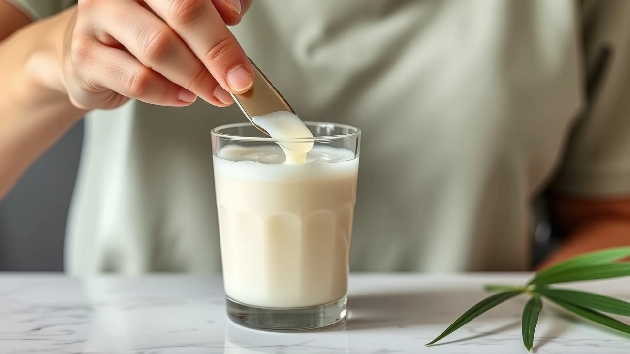 person pratiquant le oil pulling avec de l'huile de coco