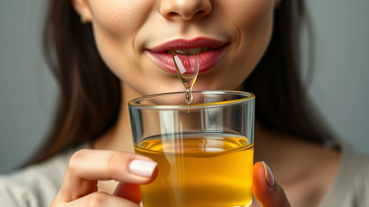 person pratiquant le oil pulling avec une expression calme