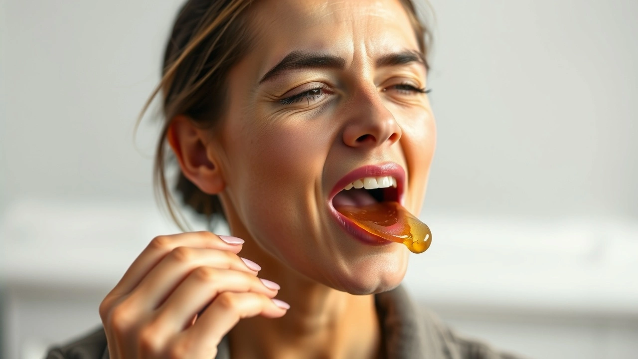 Person faisant un oil pulling dans un environnement serein