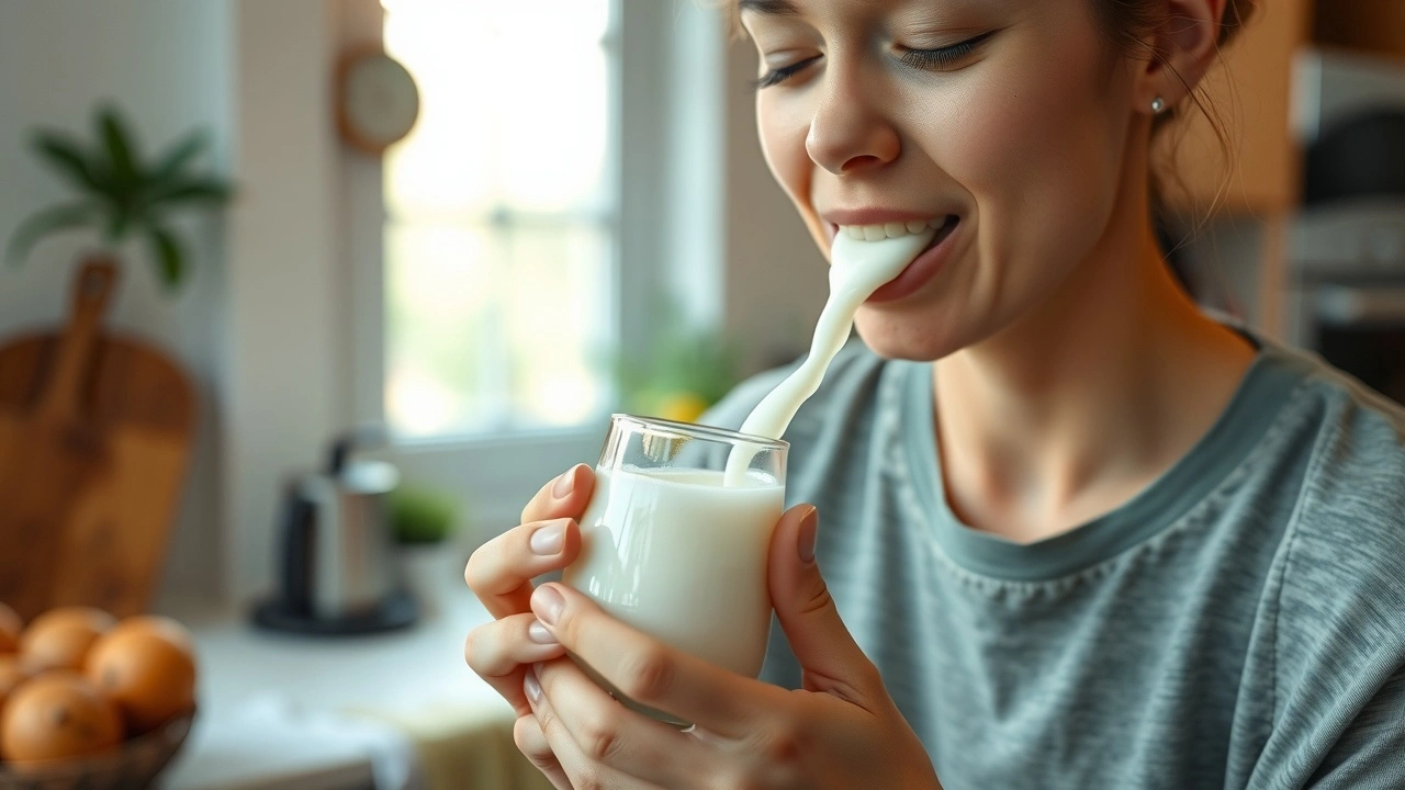 person pratiquant l oil pulling avec de l huile de noix de coco