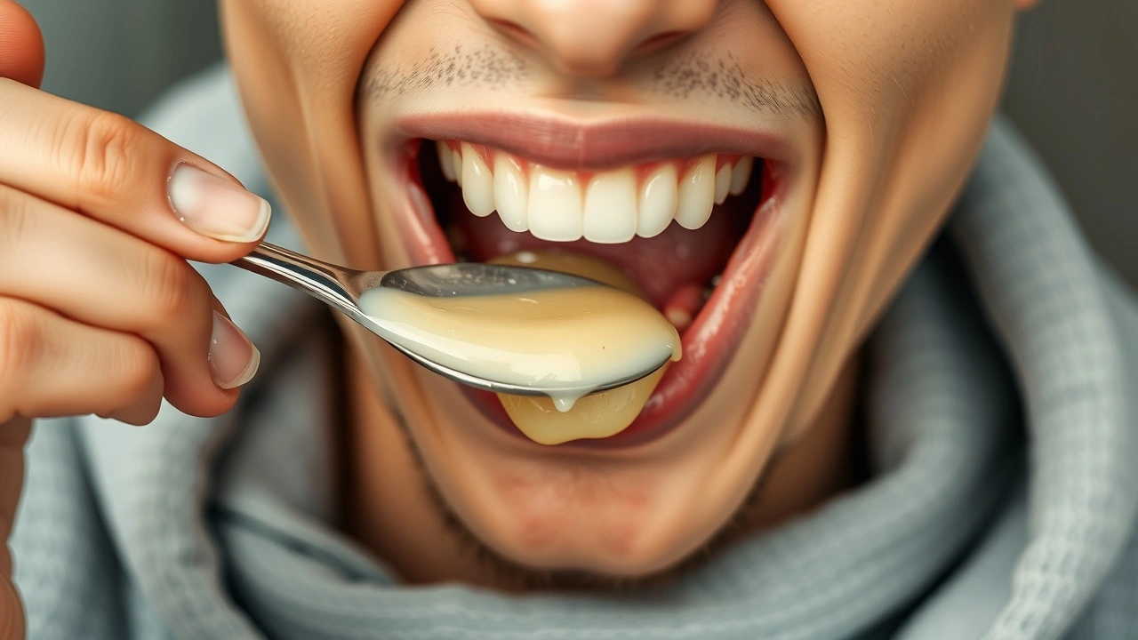 person utilisant l'huile de coco pour le oil pulling