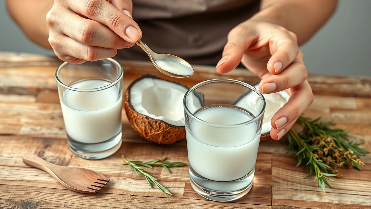 person faisant un bain de bouche avec de lhuile de coco