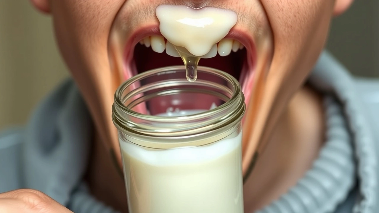 person pratiquant l'huile de tirage avec de l'huile de noix de coco