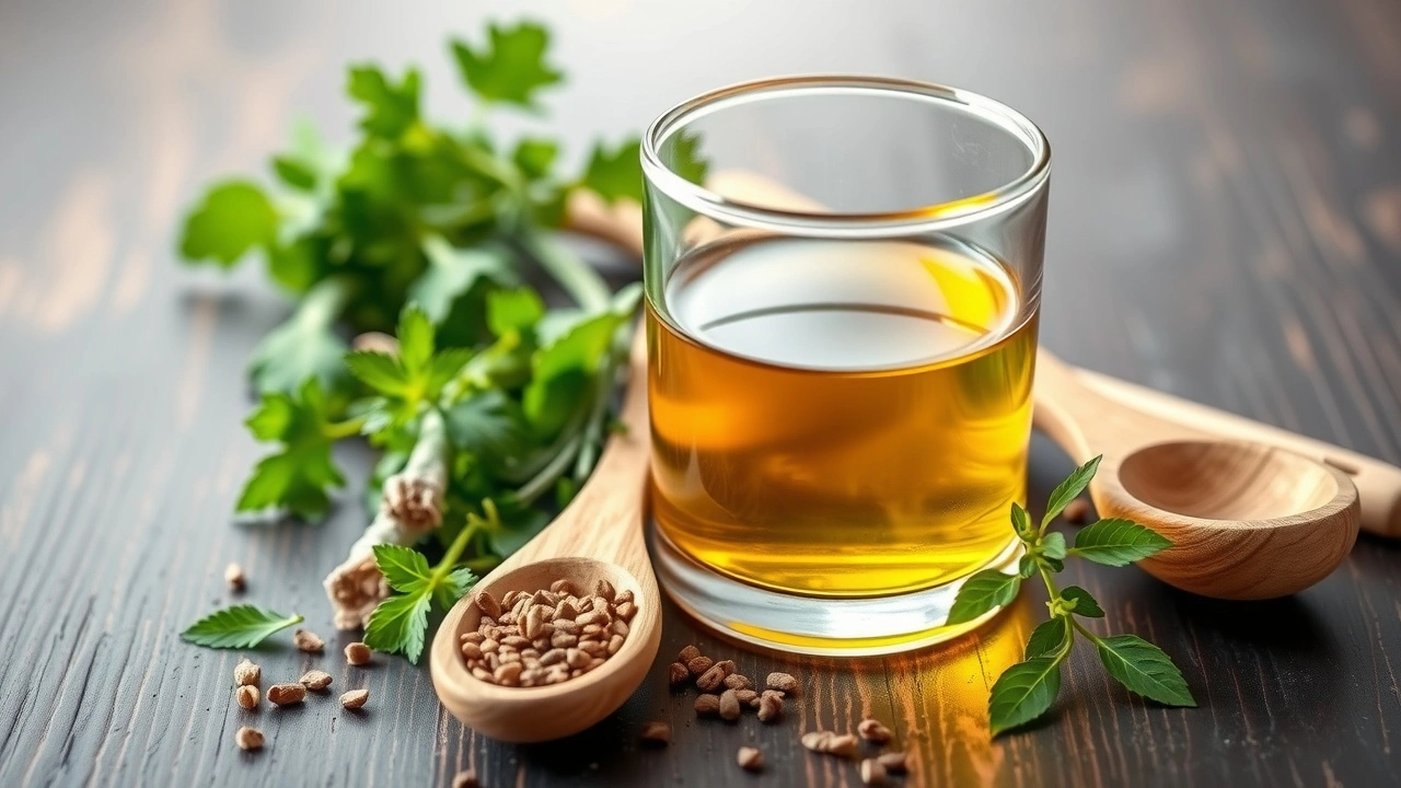 huile et ustensiles pour le bain de bouche