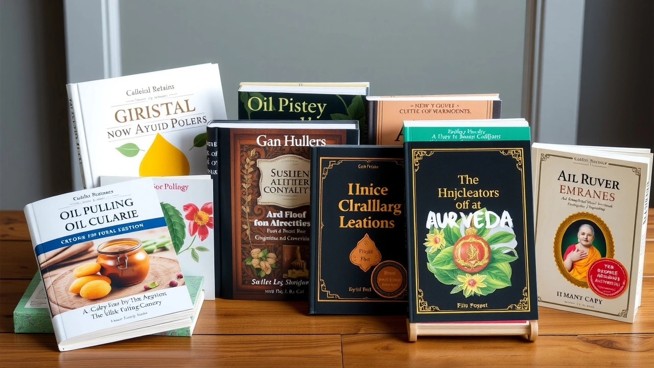 divers livres sur l'huile et l'ayurveda