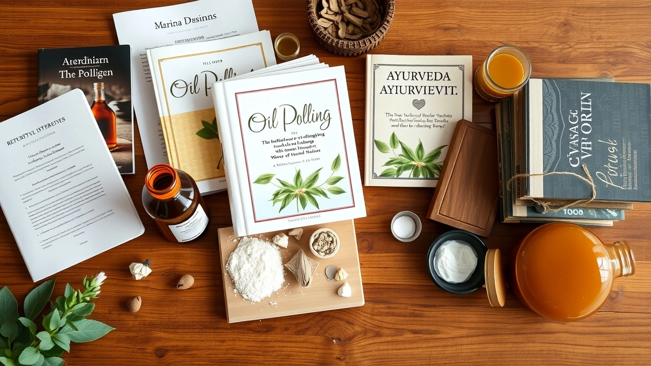 collection de livres sur l'huile tirée et l'ayurveda