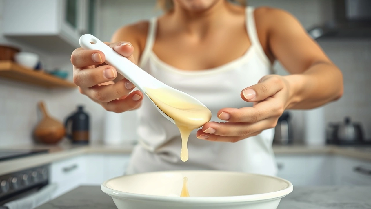 person faisant un oil pulling avec de lhuile de noix de coco