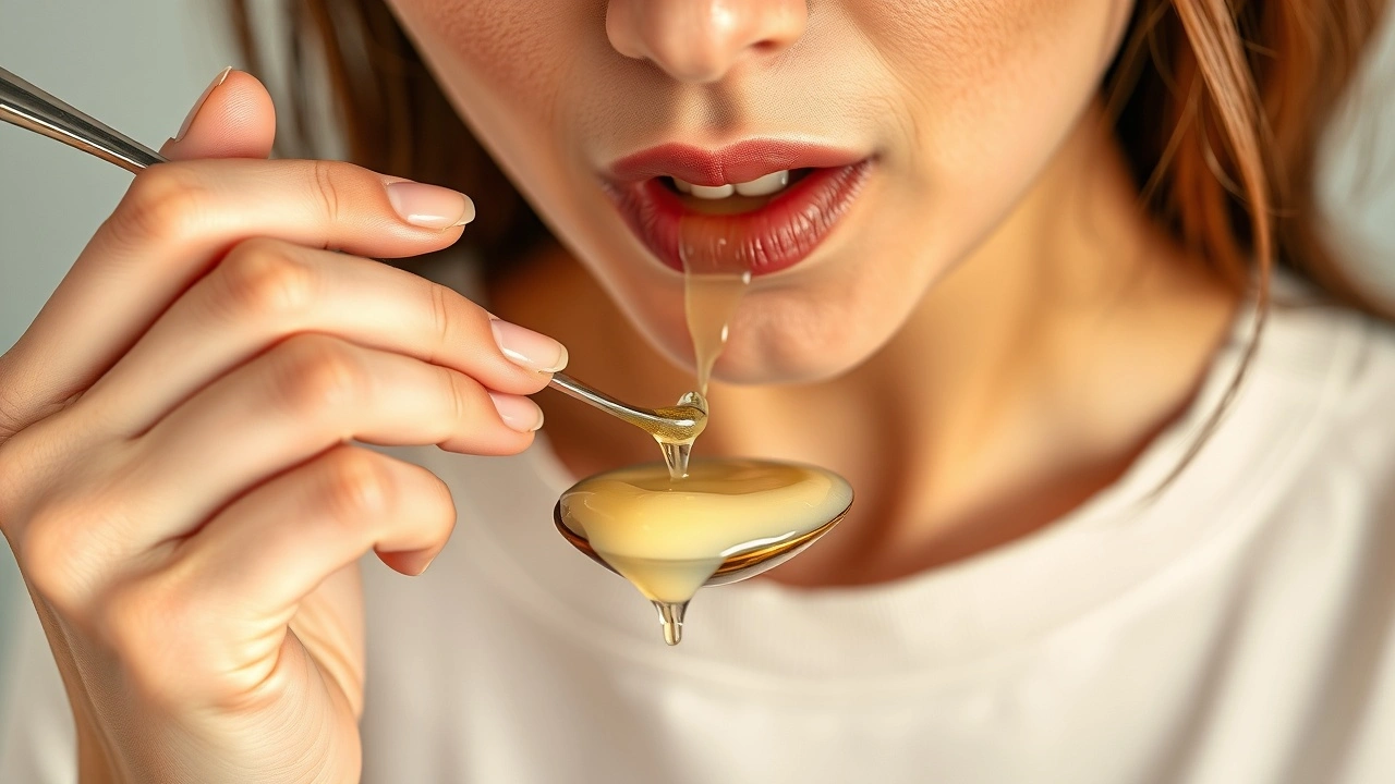 person utilisant de l'huile de coco pour le oil pulling