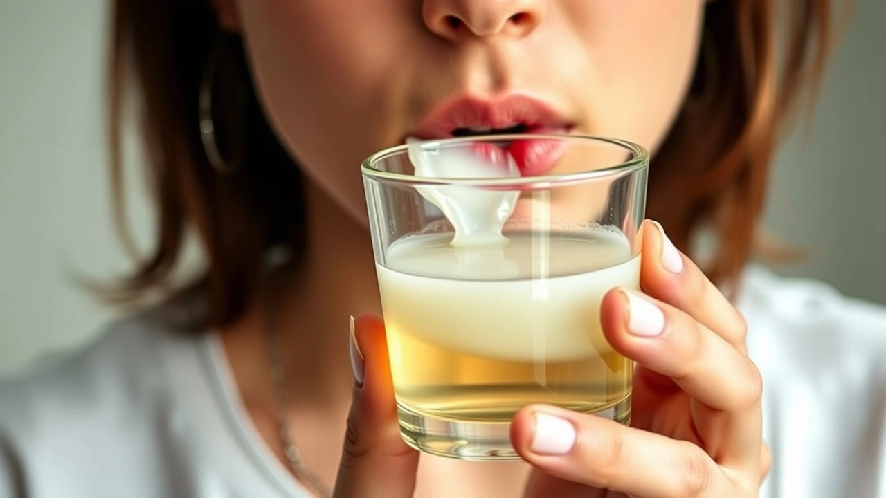 person utilisant de lhuile de coco pour le oil pulling