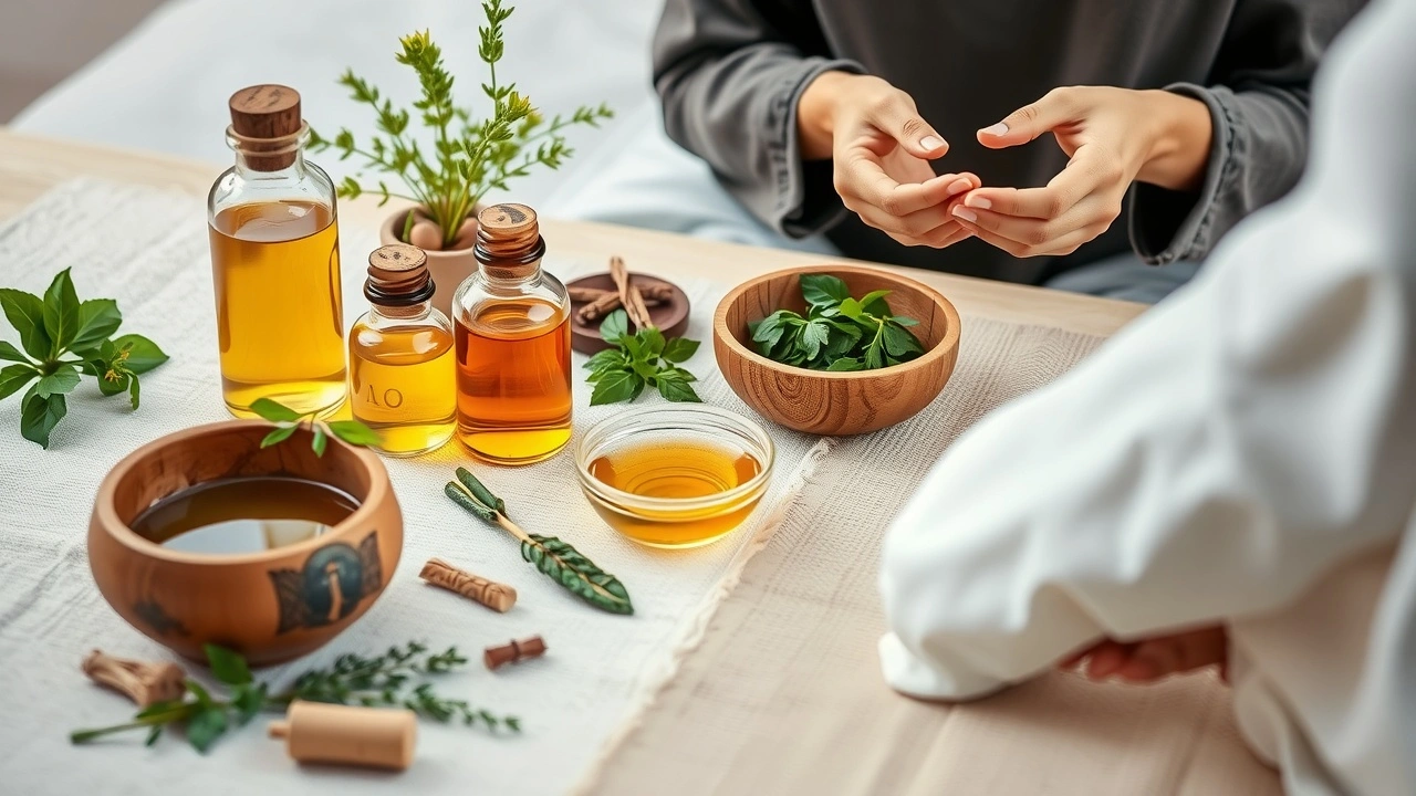 person pratiquant le oil pulling dans un cadre ayurvédique