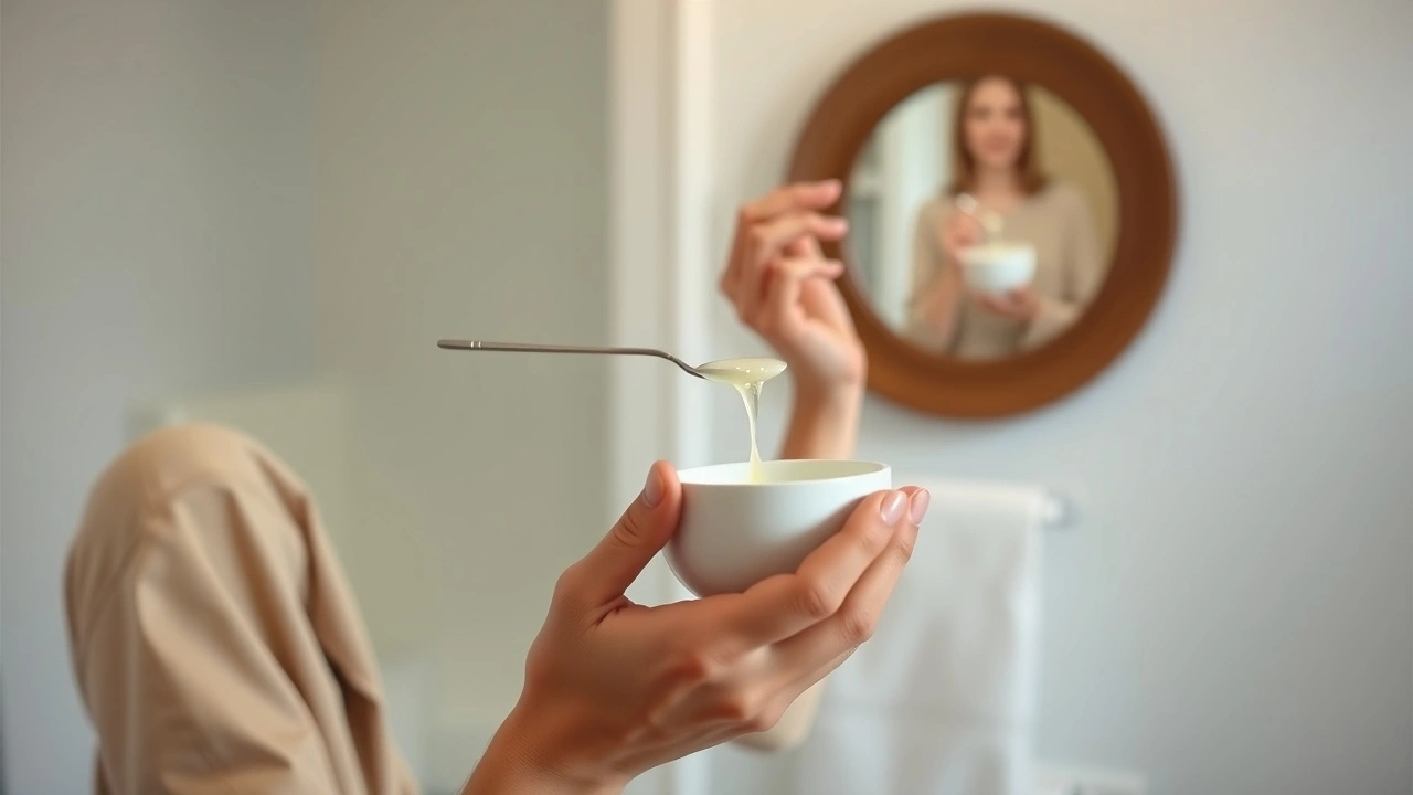 pratique du oil pulling dans une salle de bain