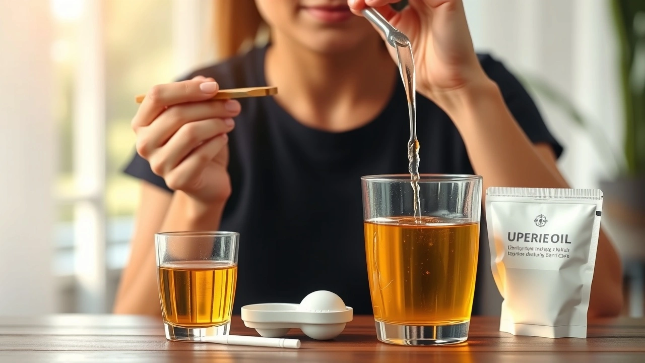 person utilisant l'huile pour le oil pulling