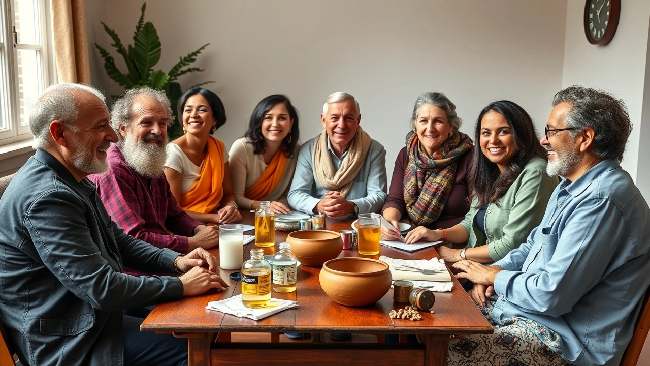 groupe de personnes partageant des expériences sur le bain d'huile