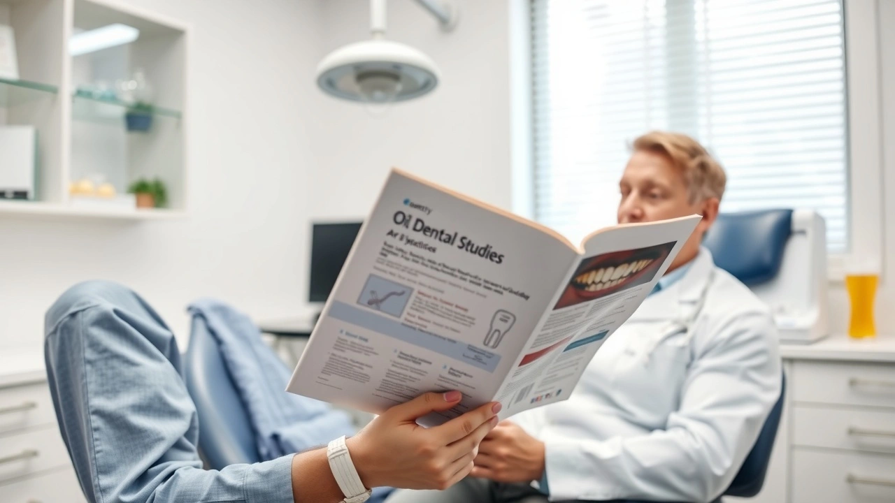 expert examinant des études sur l'huile et les gencives