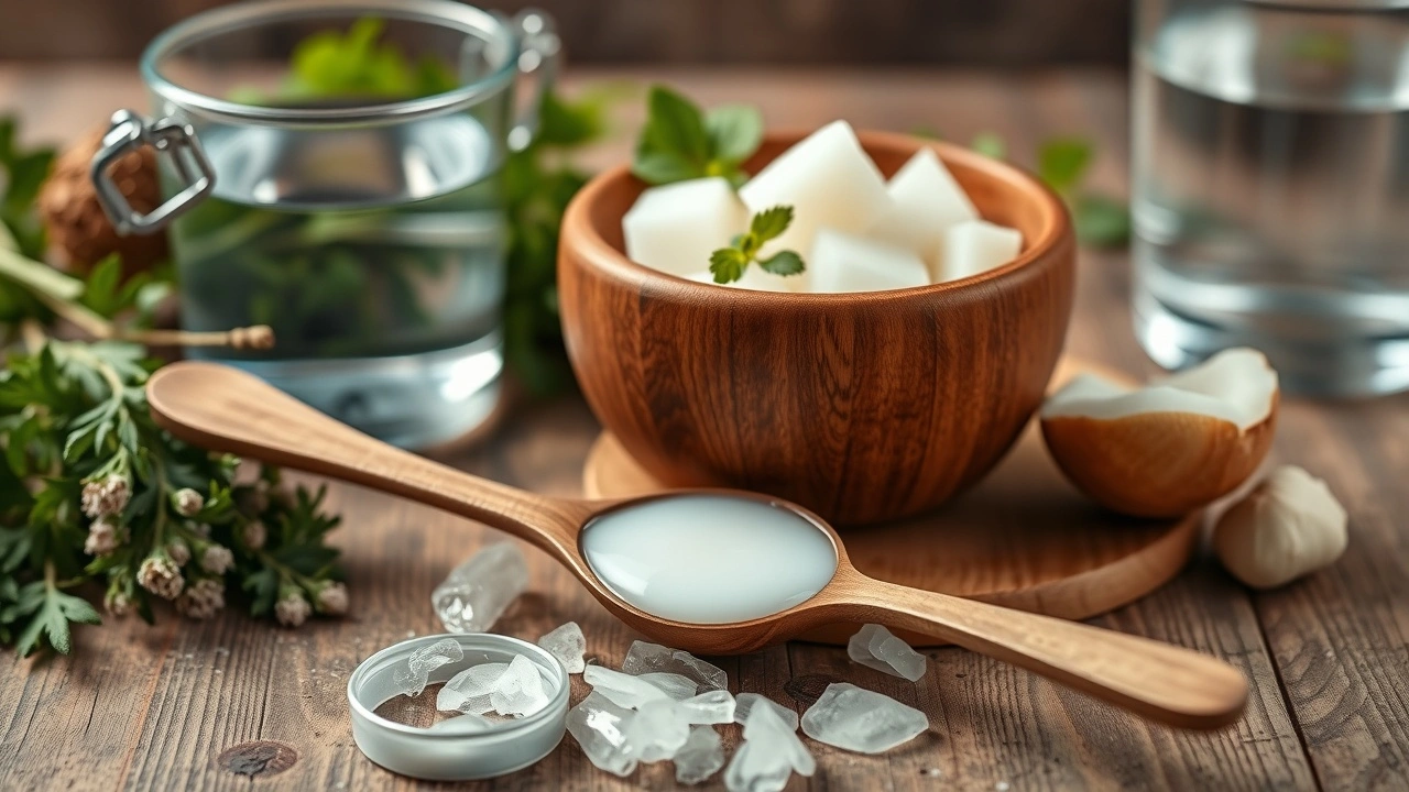 bol en bois avec de lhuile de noix de coco