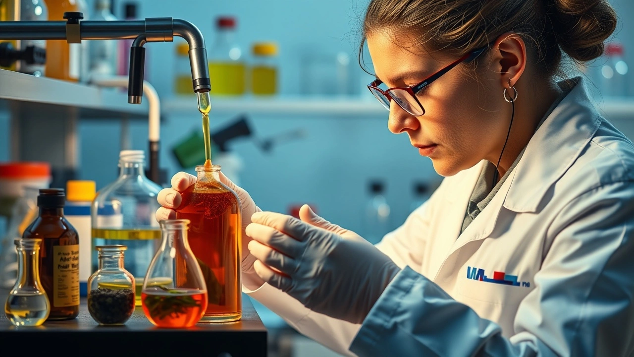 chercheur étudiant le pulling d'huile et la science moderne