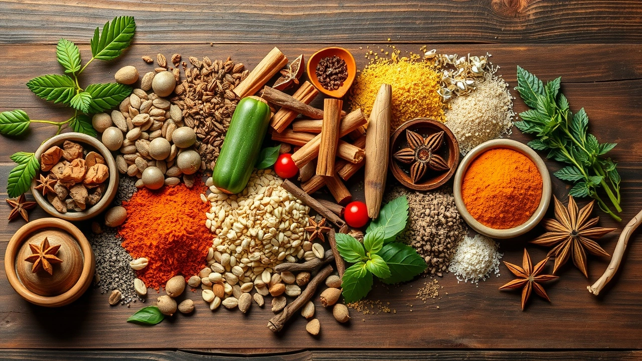 herbes et épices de la médecine ayurvédique