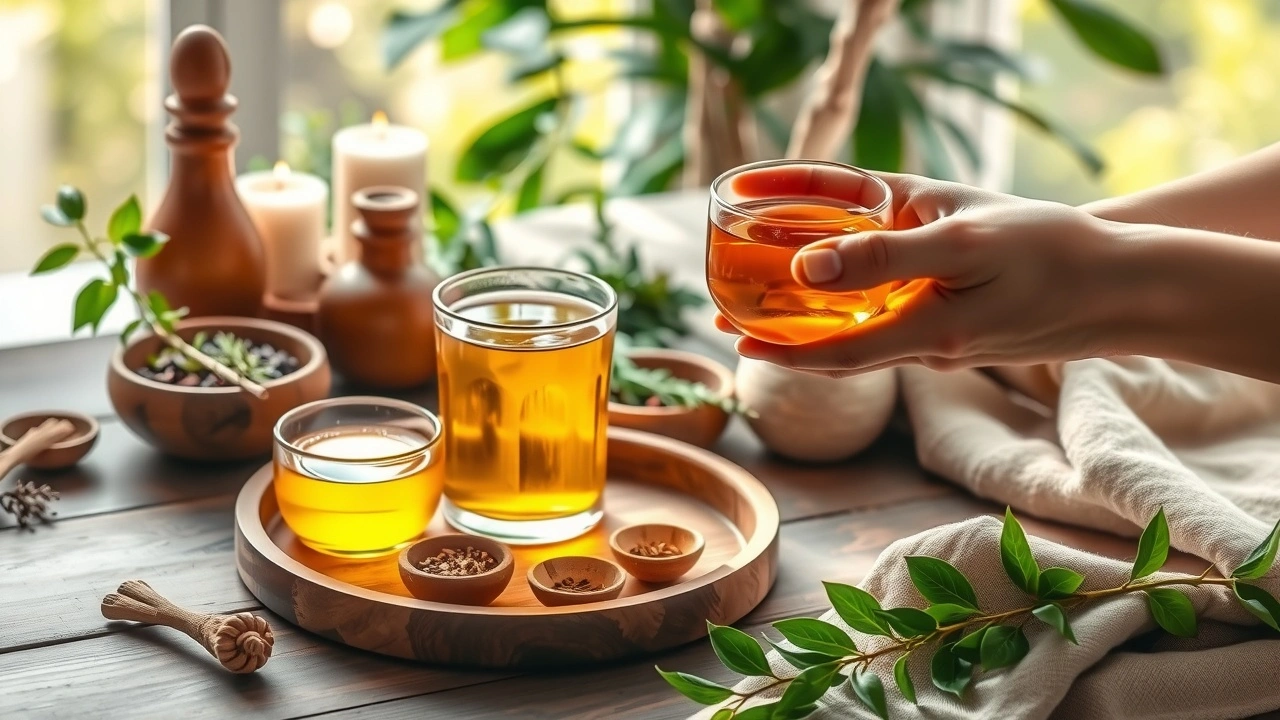 Une illustration de la pratique de l'huile de traction dans un cadre ayurvédique.