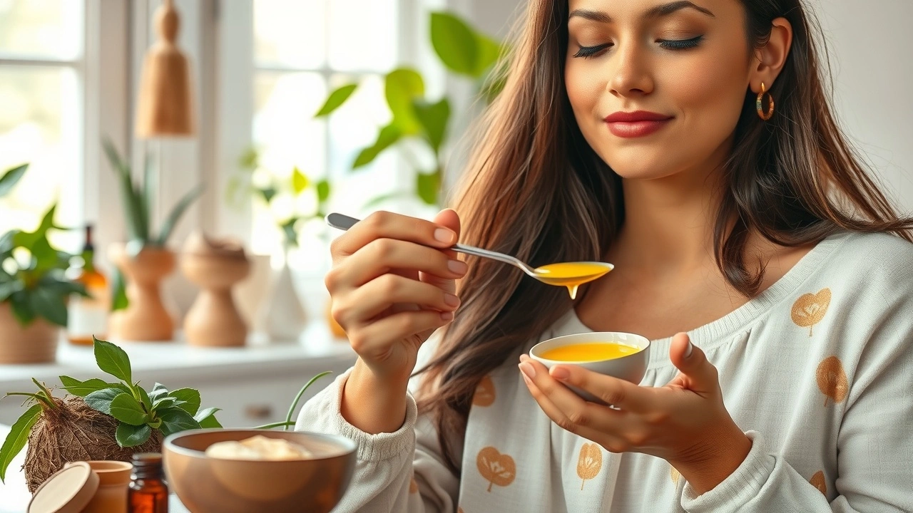 Blois de l'huile pour la santé holistique.
