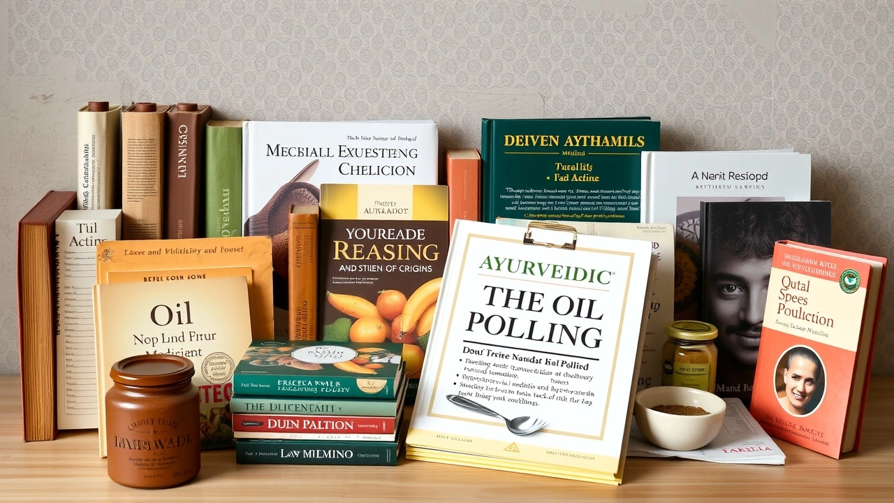 collection de livres sur l'huile tirage et ayurveda