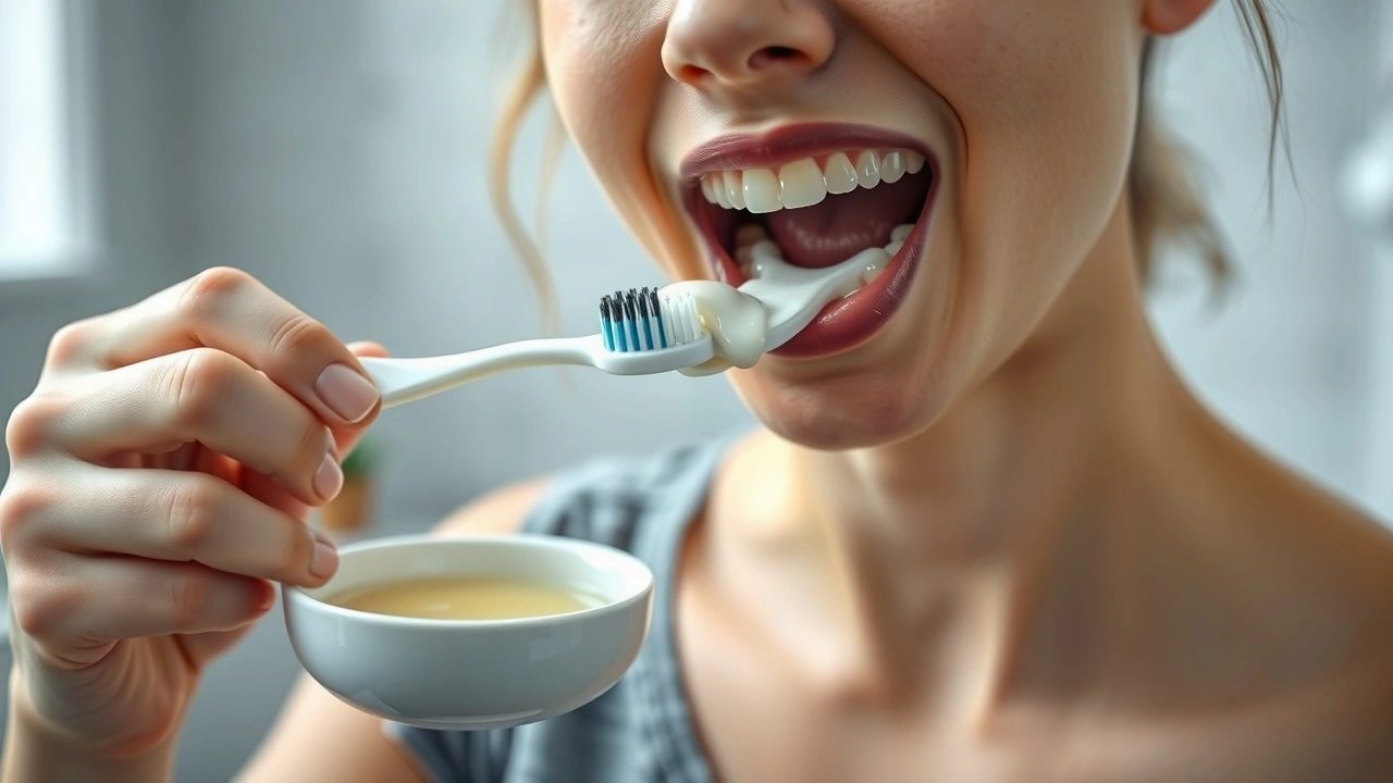 person utilisant l'huile de coco pour le oil pulling