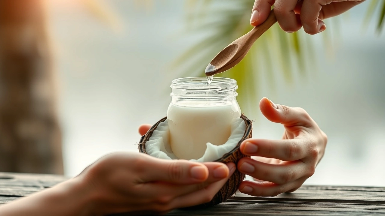 person faisant du oil pulling avec une huile naturelle