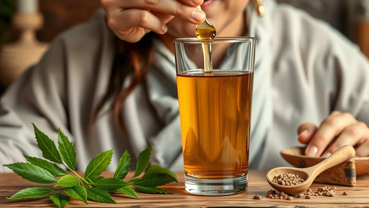 person pratiquant le oil pulling avec de lhuile de neem