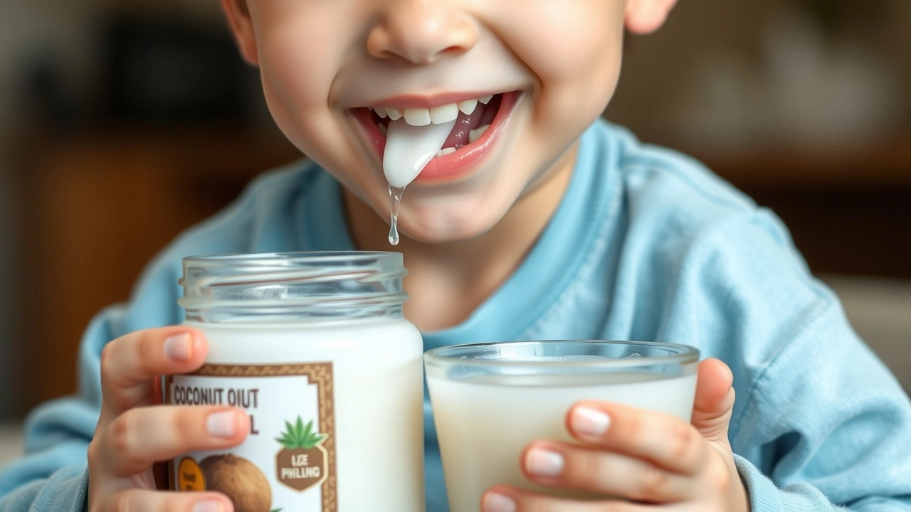 un enfant souriant avec de l'huile de coco