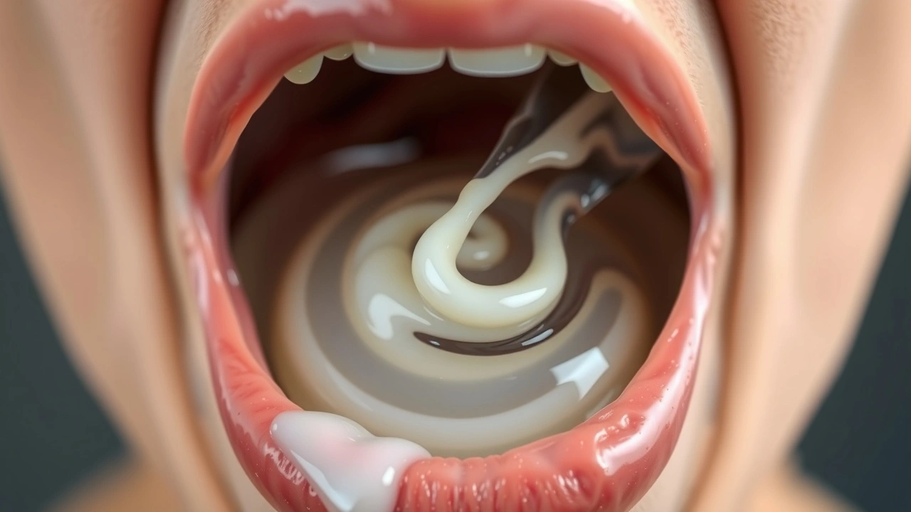 verre dhuile de noix de coco dans une bouche