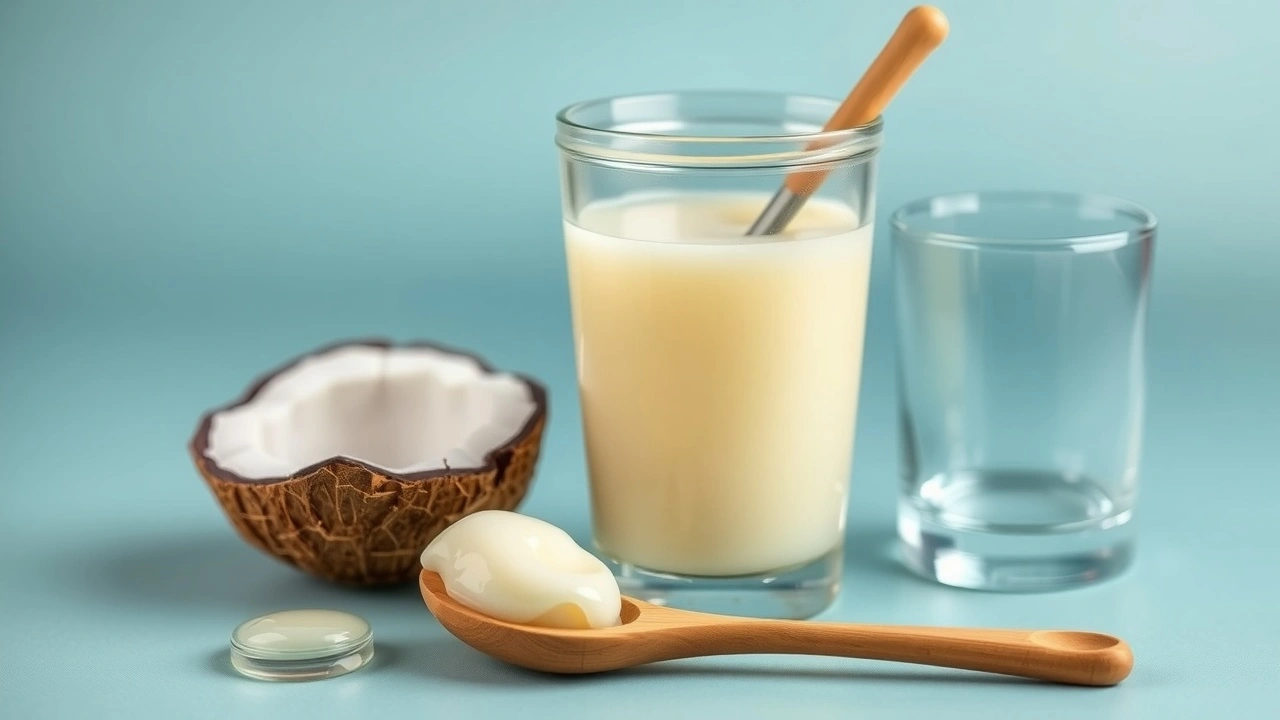 installation pour le oil pulling avec huile de coco