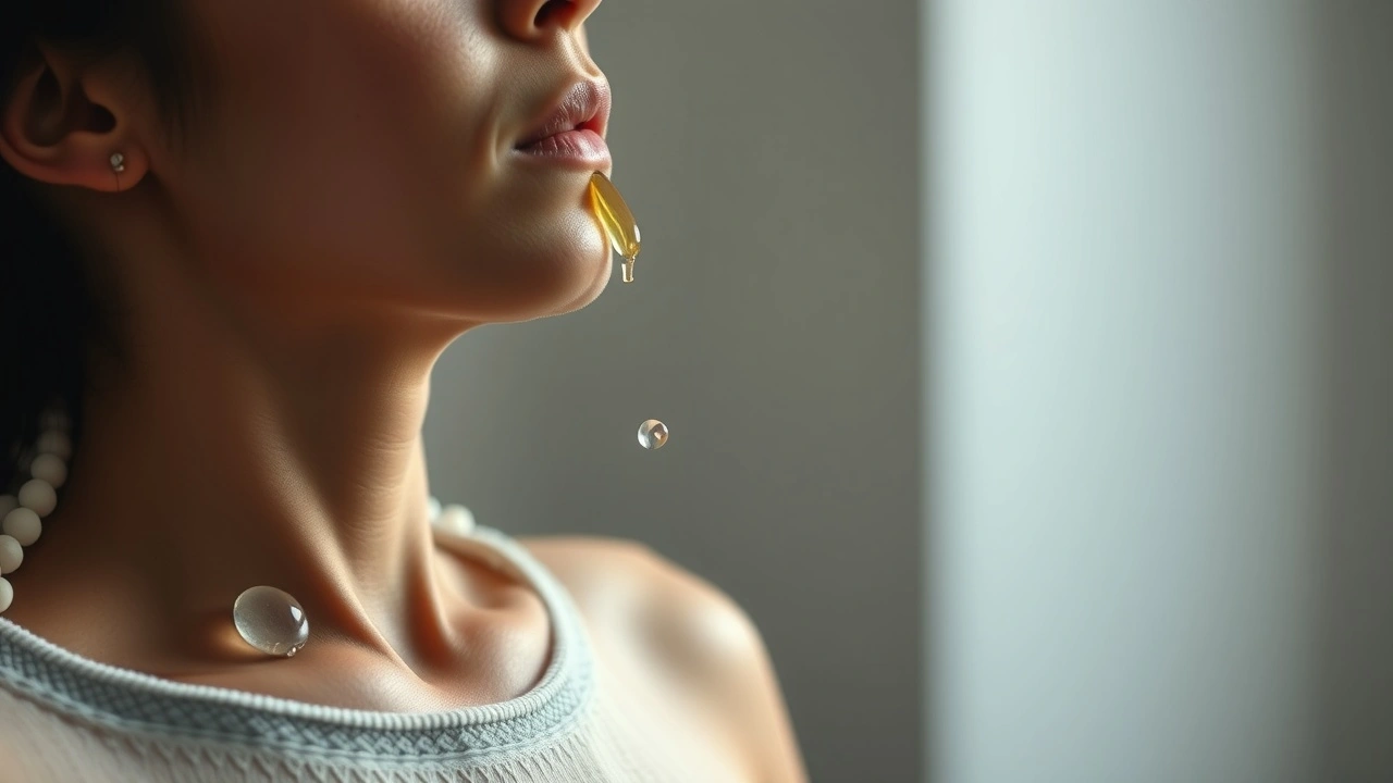 person faisant du oil pulling dans un environnement serein