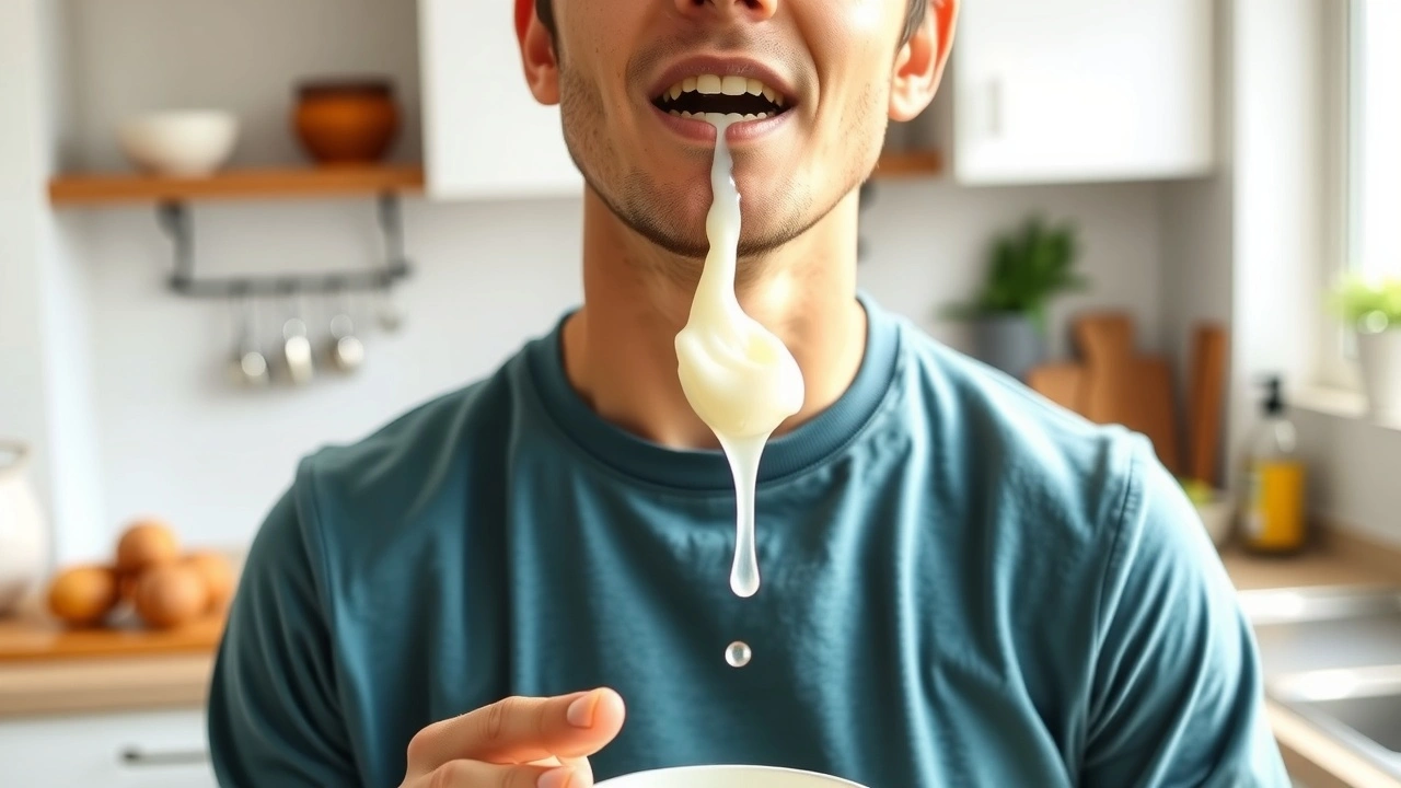 person pratiquant le oil pulling avec de l'huile de coco