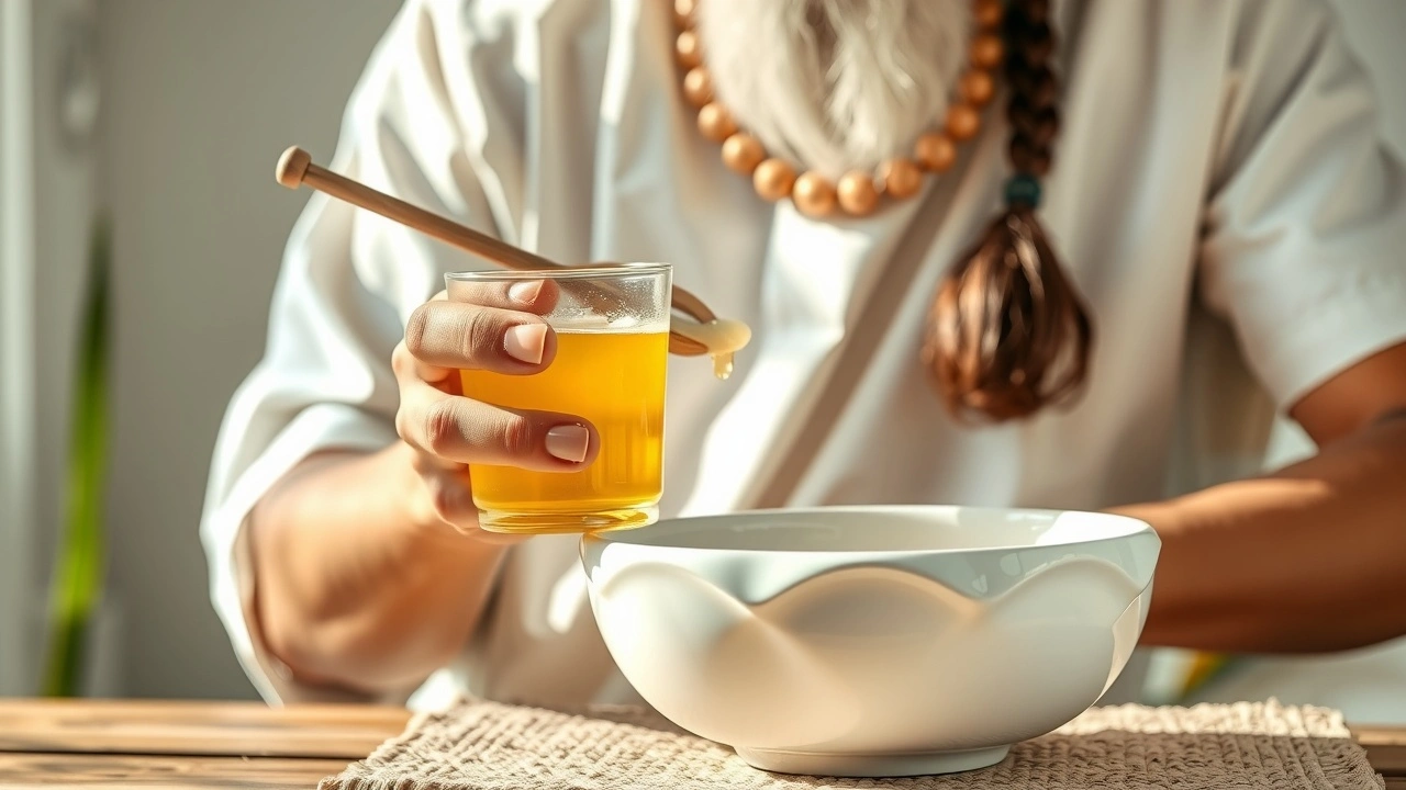 praticien ayurvedique avec huile de coco pour oil pulling