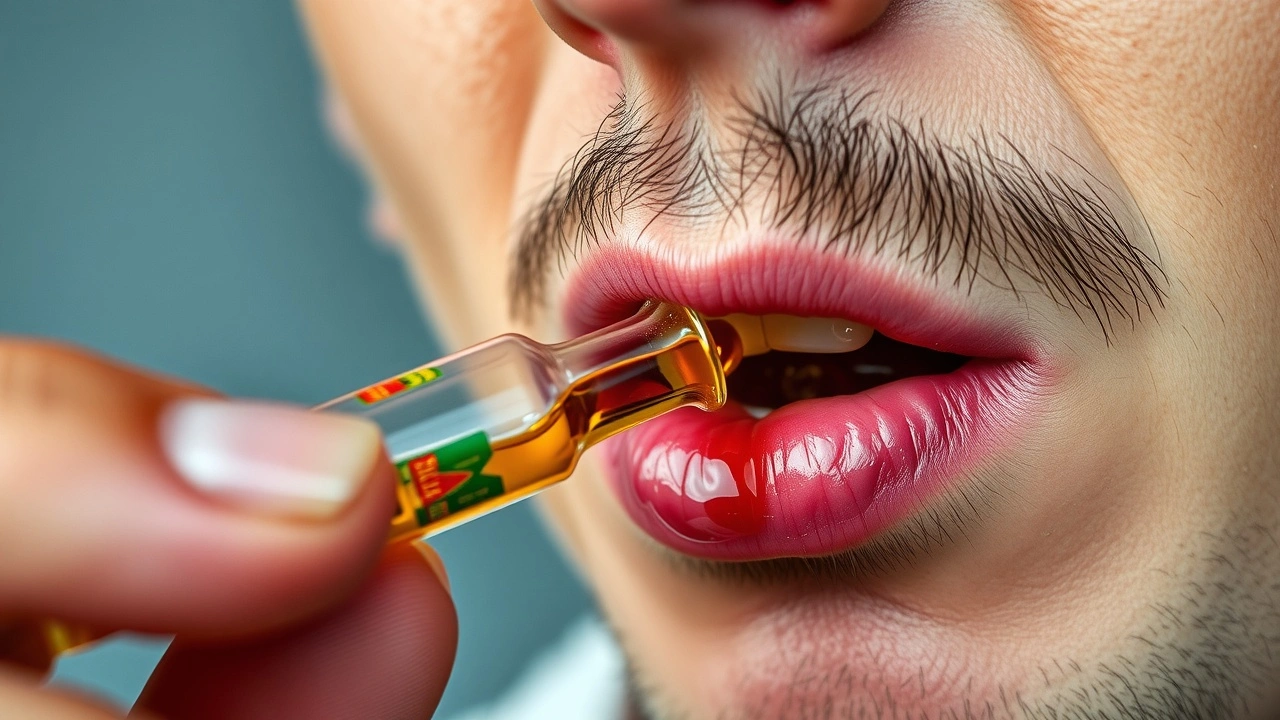 person faisant de l'huile de pulling dans la bouche