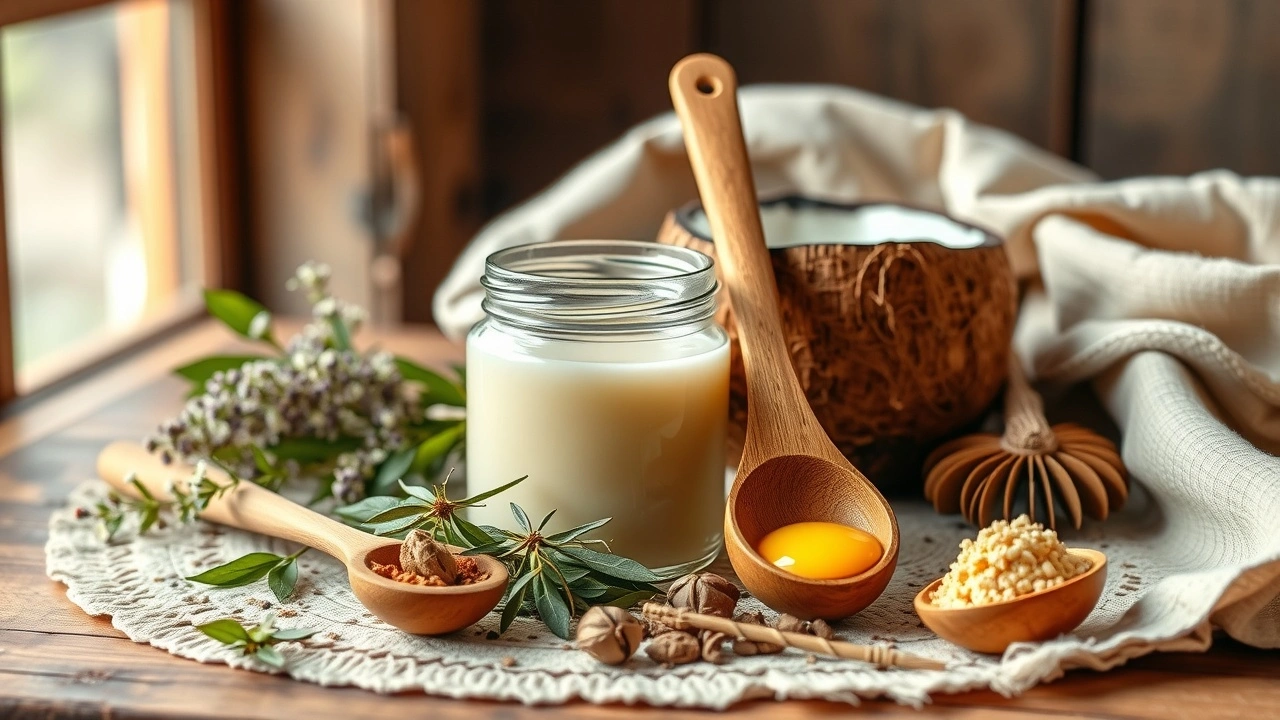 set de médecine ayurvédique avec huile de coco